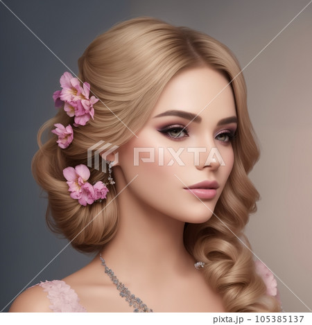 beautiful woman with flowers for advertising perfumes or cosmetics 105385137