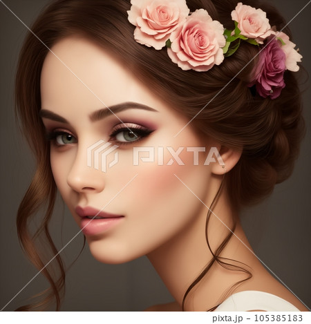 beautiful woman with flowers for advertising perfumes or cosmetics 105385183
