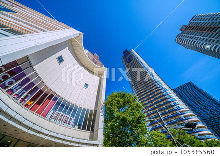 日本の川崎都市景観 武蔵小杉駅前のタワーマンション群などを望む 日本の川崎都市景観 武蔵小杉駅前のタワーマンション群などを望む 105385560
