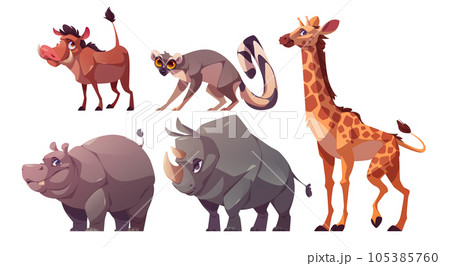 African wild animals isolated on white background 105385760
