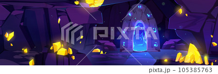 Underground mine cave game cartoon illustration 105385763