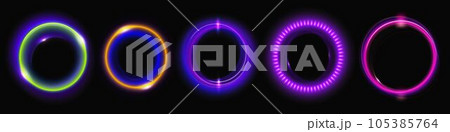 Set of round neon light flares 105385764