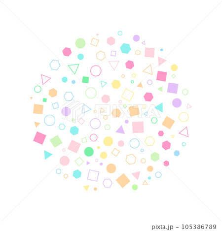 A background with colorful geometric shapes of various sizes. 105386789