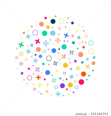 A background with colorful shapes of various sizes as a pattern. A background with colorful shapes of various sizes as a pattern. 105386791