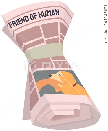 Vintage newspaper of friend of human. News articles newsprint magazine old design. Printing text in preess Vintage newspaper of friend of human. News articles newsprint magazine old design. Printing text in preess 105387671