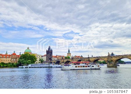 Charles Bridge in Old Prague city center Charles Bridge in Old Prague city center 105387847