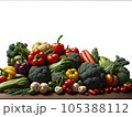fruits and vegetables isolated on a white background 105388112