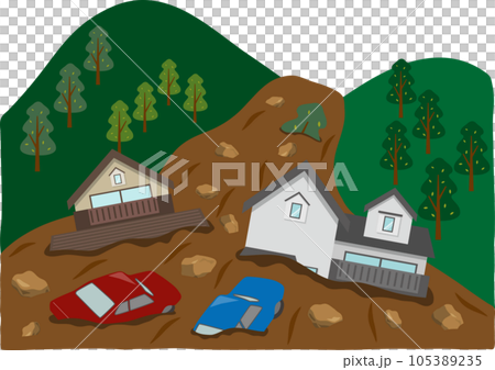 Houses damaged by landslides Houses damaged by landslides 105389235