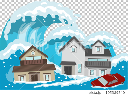 Houses damaged by the tsunami 105389240