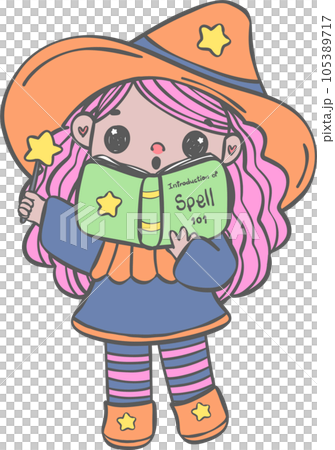 Cute and kawaii whimsical diversity Halloween Witch Cartoon hand drawing 105389717