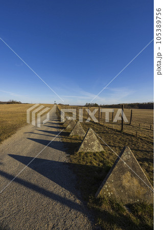 the memorial of the iron curtain in Cizov, Southern Moravia, Czech Republic the memorial of the iron curtain in Cizov, Southern Moravia, Czech Republic 105389756