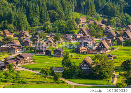 夏の白川郷（夕景） 105390336