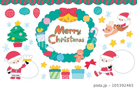 クリスマスのあしらい　イラスト素材セット 105392465