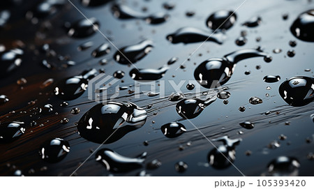 黒い板の上の水滴：背景画像