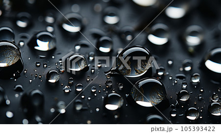 黒い板の上の水滴：背景画像