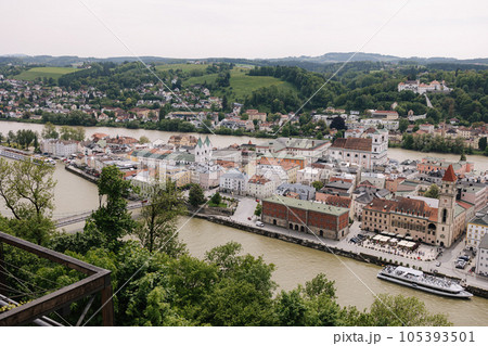 A beautiful authentic city located between three rivers in a medieval baroque style 105393501
