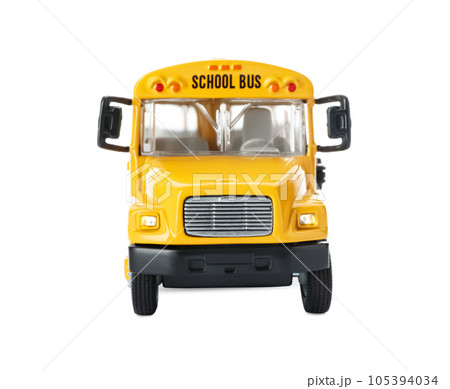 Yellow school bus isolated on white. Transport for students 105394034
