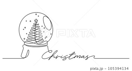 merry christmas globe decorative continuous line drawing vector illustration 105394134