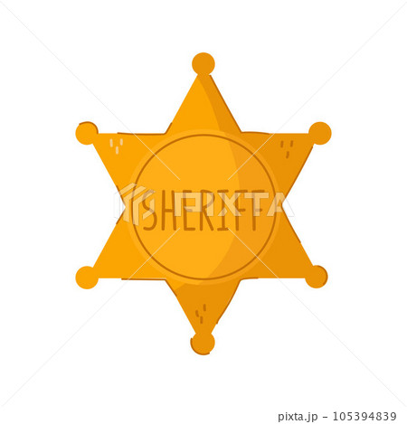 Cute cartoon style golden sheriff badge. 105394839