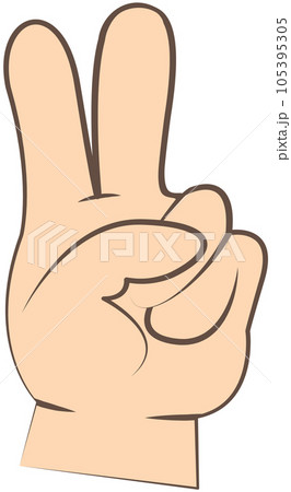 Hand gesture like letter V symbolizing Peace. Gesture in form of two fingers raised up. Victory hand Hand gesture like letter V symbolizing Peace. Gesture in form of two fingers raised up. Victory hand 105395305