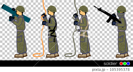 armed guard. Self-Defense Force illustration set during training. armed guard. Self-Defense Force illustration set during training. 105395378
