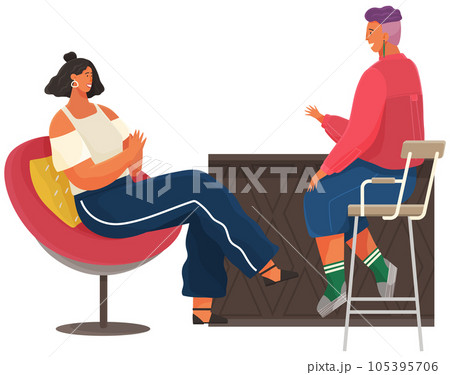 Women spending time and talking together. People communicating, having conversation, dialogue 105395706
