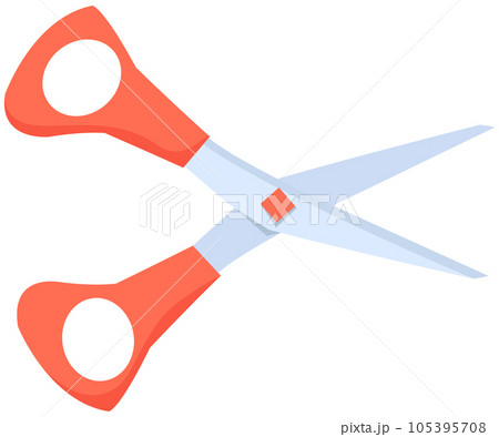 Scissors, tool made of blades and plastic handles. Equipment for creativity, cutting materials 105395708