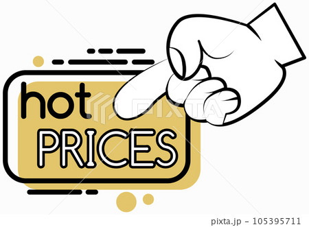 Big sale banner. Sale and discounts. Big discount with human hand pointing to advertising phrase 105395711