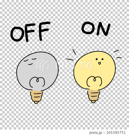Illustration of a cute light bulb that is off and on 105395751