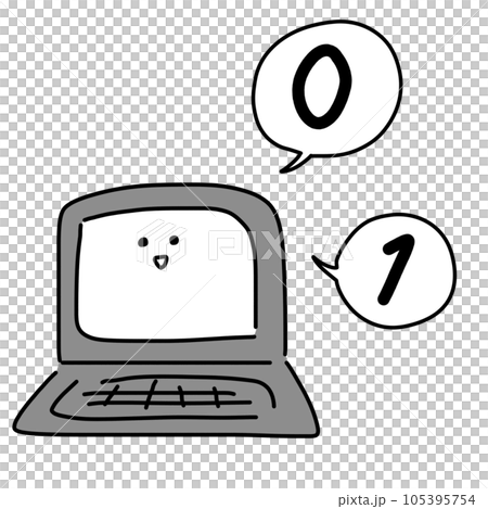 理解 0 和 1 的二進制的可愛筆記本電腦的插圖 105395754