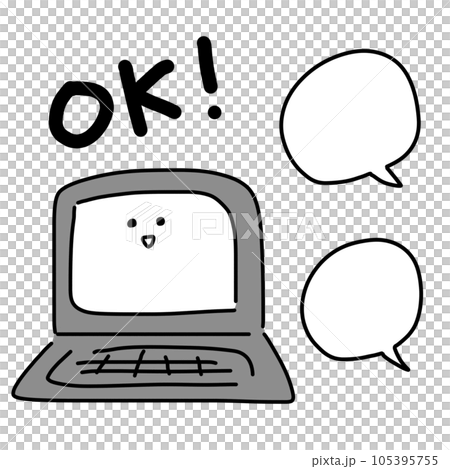 Illustration of a cute laptop that understands commands 105395755
