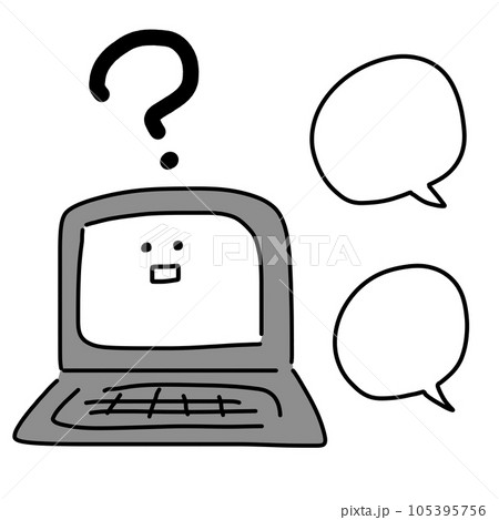命令が理解できないかわいいノートパソコンのイラスト 105395756