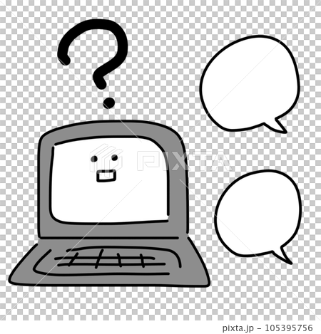 Illustration of a cute laptop that can't understand commands 105395756