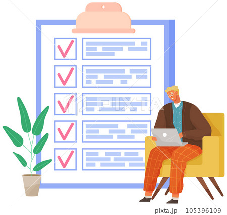 Male character with checklist, task planner...のイラスト素材 [105396109] - PIXTA