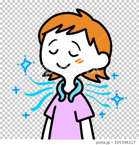 クールリングで涼をとる女性 105396317