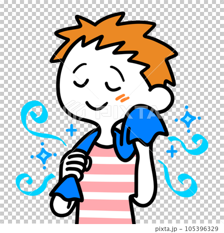 A man who cools down with a cooling towel 105396329