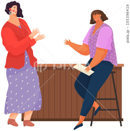 Women talking together. People communicating, having conversation. Positive communication of friends 105396419