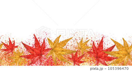 Watercolor seamless banner of autumn red and orange maple leaves Watercolor seamless banner of autumn red and orange maple leaves 105396470