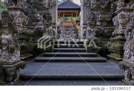 Pura Gunung Lebah,  Gunung Lebah Temple is an Ancient temple in scenic jungle surrounds with ornate carvings  colorful statues located in Ubud, Bali 105396517