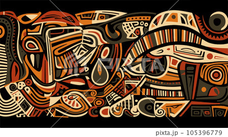 Abstract pattern in native African style. Vector illustration. Traditional African abstract painting 105396779