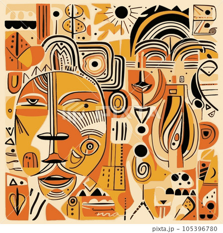Abstract pattern in native African style. Vector illustration. Traditional African abstract painting 105396780