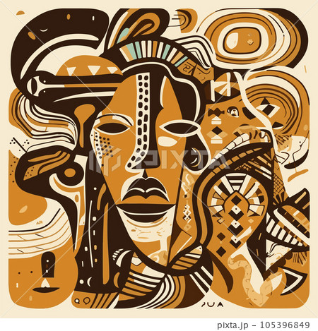 Abstract pattern in native African style. Vector illustration. Traditional African abstract painting 105396849