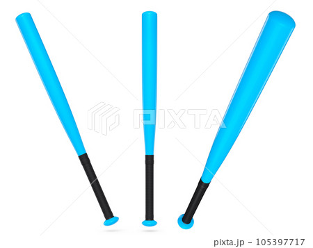 Set of professional softball or baseball bats isolated on white background. 105397717