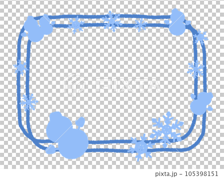 Square frame of snowman and snowflakes Square frame of snowman and snowflakes 105398151