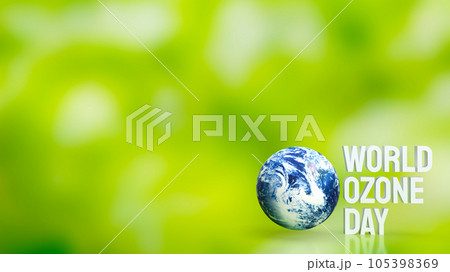 The planet and text for  World Ozone Day 3d rendering 105398369