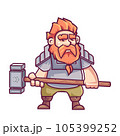 Dwarf warrior holding a hammer 105399252
