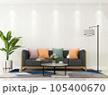 Interior living room with sofa and decorations. Scandinavian design. 3D render 105400670