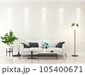 Interior living room with sofa and decorations. Scandinavian design. 3D render 105400671