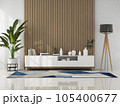 living room interior with wooden sideboard 3D rendering 105400677