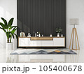living room interior with wooden sideboard 3D rendering 105400678